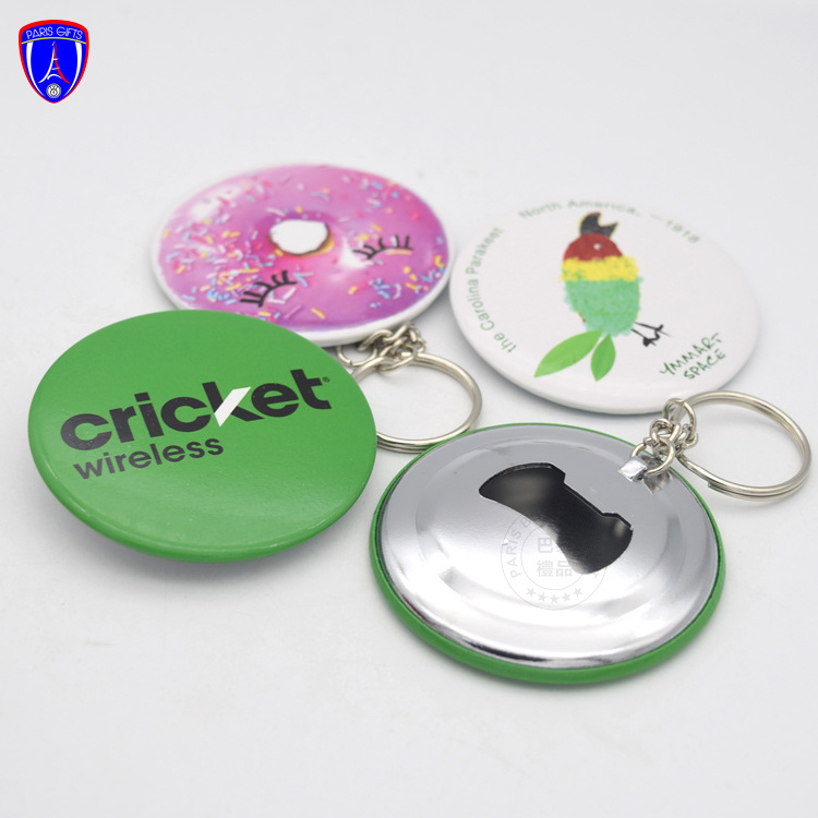 China manufacturer cheap button badge key chain button tin badge opener maker