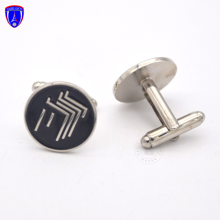 Custom engraved logo cufflinks silver 3D cufflink for men stainless steel