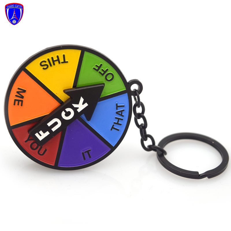 Custom Lucky Wheel Enamel On Metal Keychain Metal Blank Rotating Spinning Keychains With Square Metal Gun  Tactical Pistola