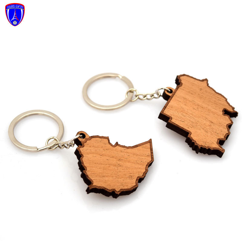 Customized Me ! Wood Home Keychain Blank Wood Metal Keychains Wooden Cross Keychains Manufacture