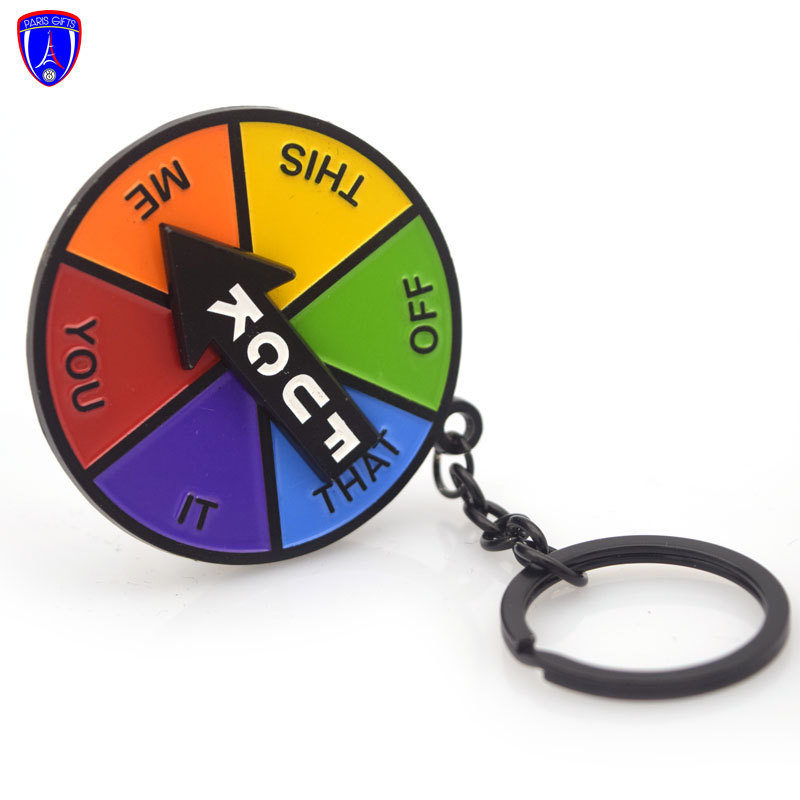 Custom Lucky Wheel Enamel On Metal Keychain Metal Blank Rotating Spinning Keychains With Square Metal Gun  Tactical Pistola