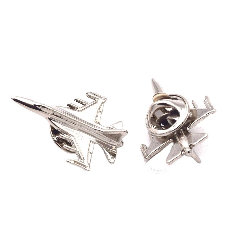 Pakistan  3D airplane enamel pin Shiny silver dyed metal enamel airline coat pins for air