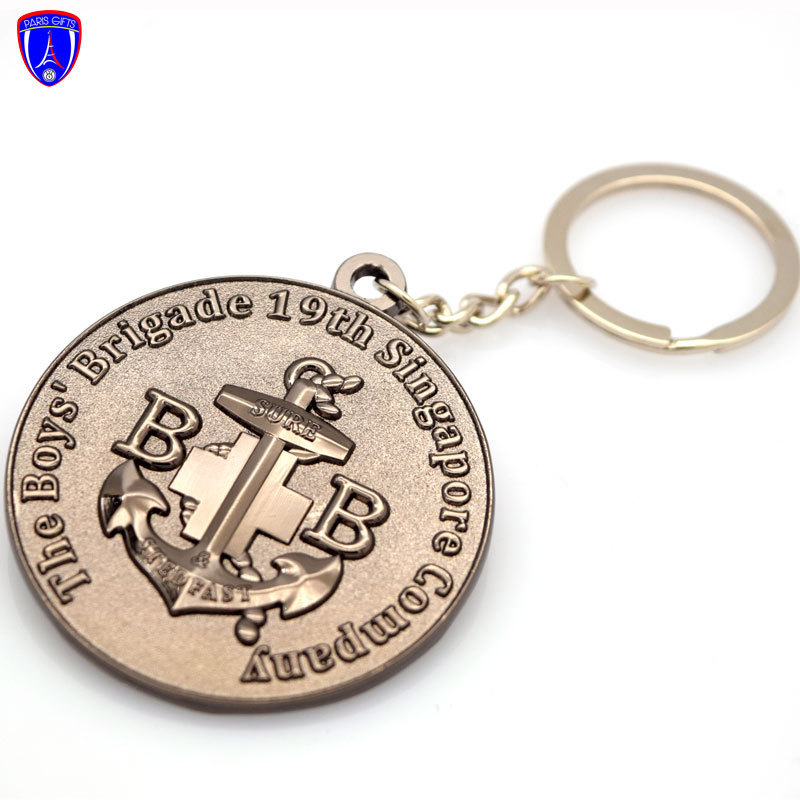 Make Your Own Logo Metal 3D KeyChain Wholesale Singapore Souvenir Custom black nickel Keychain