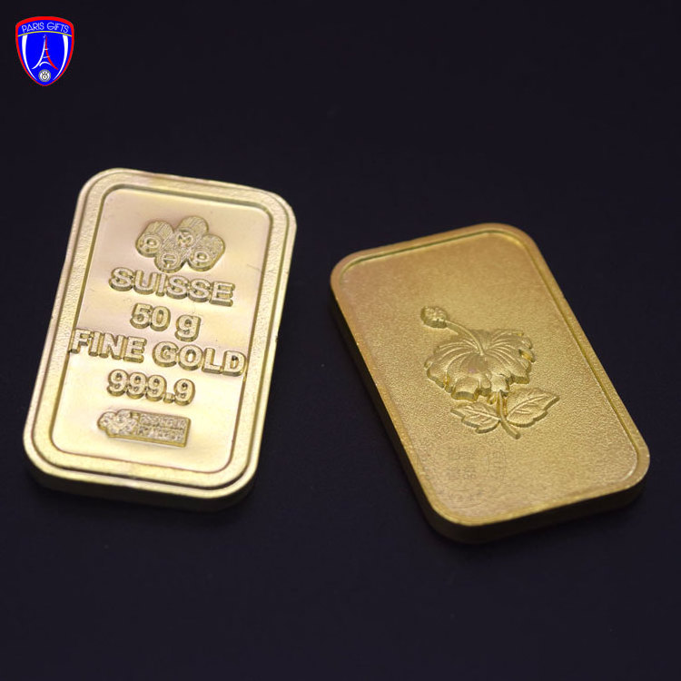 zinc alloy gold plated bar 1oz tungsten filled color plated bar alloy bar