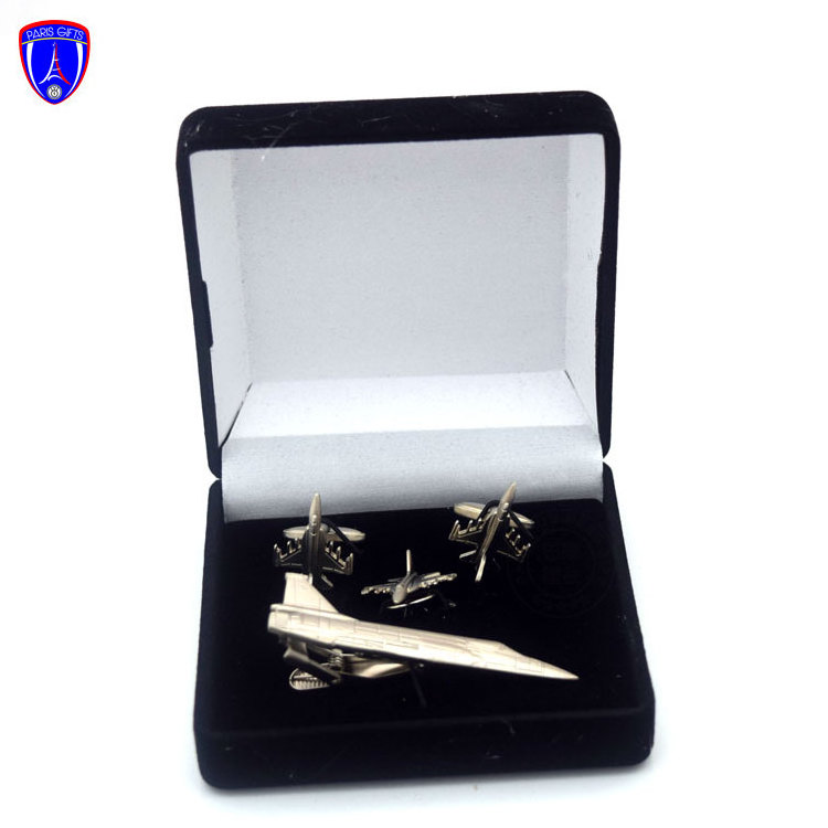 Custom high-end tie clip silver metal logo men's aircrafts exclusive business tie bar