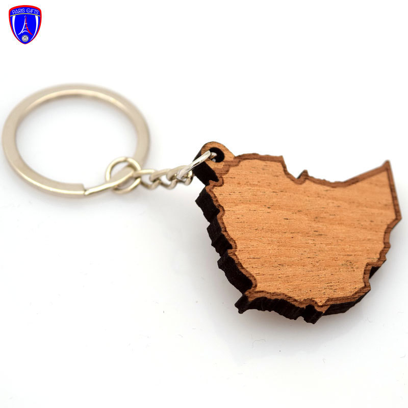 Customized Me ! Wood Home Keychain Blank Wood Metal Keychains Wooden Cross Keychains Manufacture