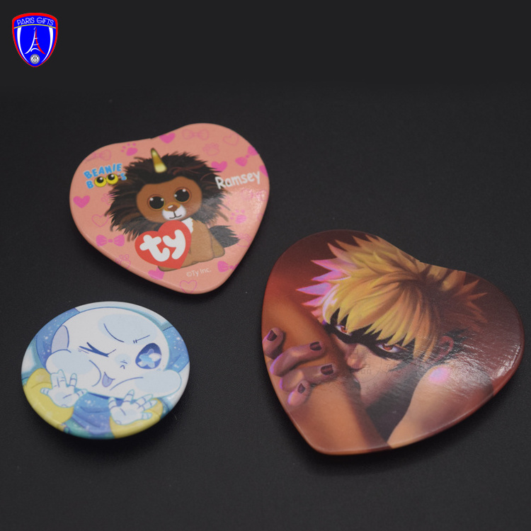 38mm 44mm heart round cute cartoon tin button badge custom design button pin badge for bag