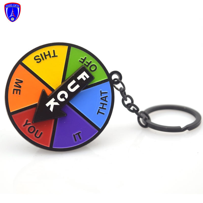 Custom Lucky Wheel Enamel On Metal Keychain Metal Blank Rotating Spinning Keychains With Square Metal Gun  Tactical Pistola