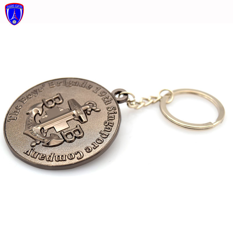 Make Your Own Logo Metal 3D KeyChain Wholesale Singapore Souvenir Custom black nickel Keychain