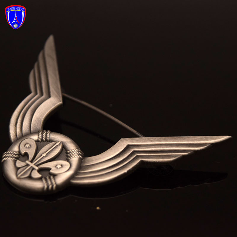 High quality Wings Badge Safety Pin Accessories with Antique Nickel plated