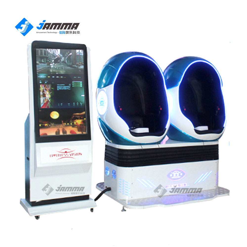 2 seat multiplayer VR egg chair 9d cinema for experience of 360 virtual reality simulation cinema games and rides