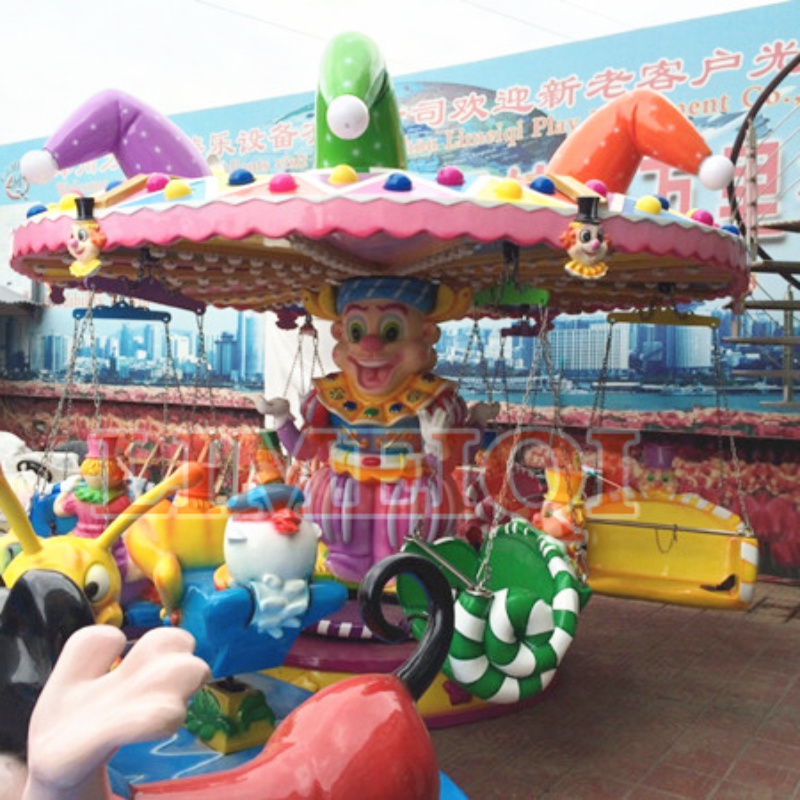 High Quality 12 Seats Amusement Park Swing Flying Chair Rides Clown Flying Chair For Children