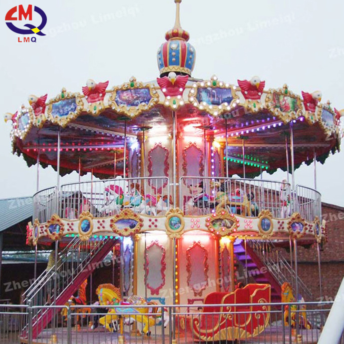 Outdoor And Indoor Amusement Ride Double Floor 38 Seater Carousel Merry Go Round Manufacturer And Supplier