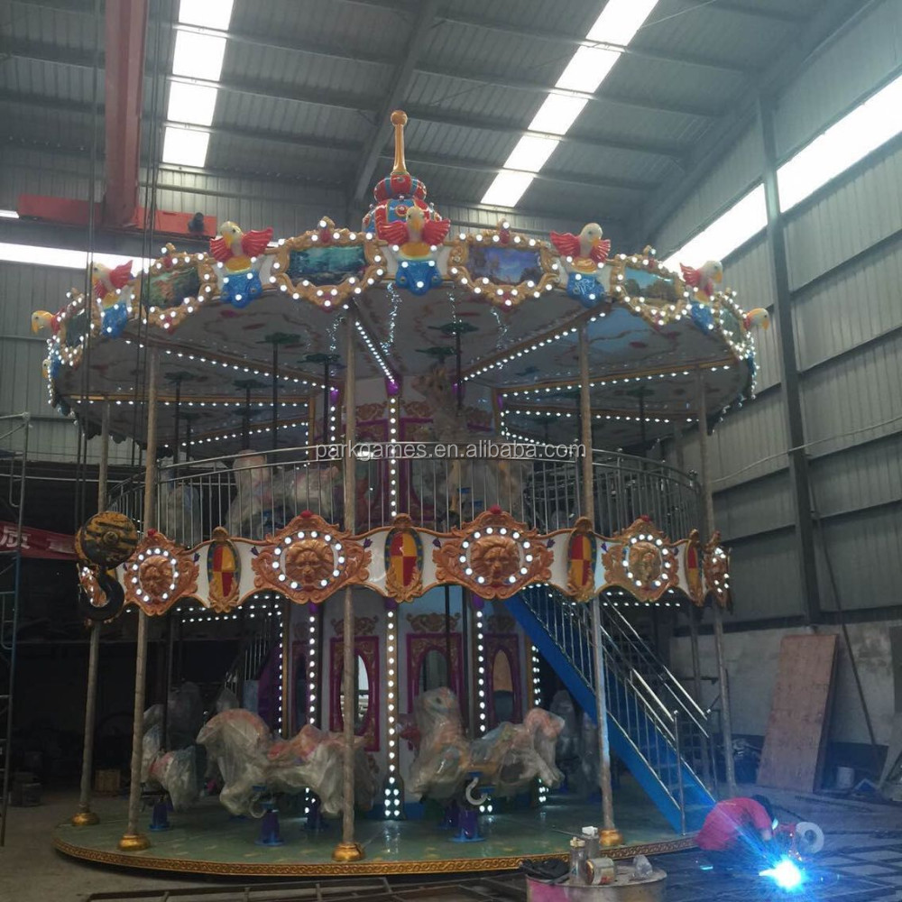 Outdoor And Indoor Amusement Ride Double Floor 38 Seater Carousel Merry Go Round Manufacturer And Supplier