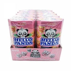 Best Selling Japanese Hello Panda Mini Biscuits Cute Mini Panda Cookies Sweet Strawberry Cream Filling 43g Crispy Delights