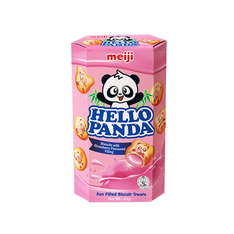 Best Selling Japanese Hello Panda Mini Biscuits Cute Mini Panda Cookies Sweet Strawberry Cream Filling 43g Crispy Delights