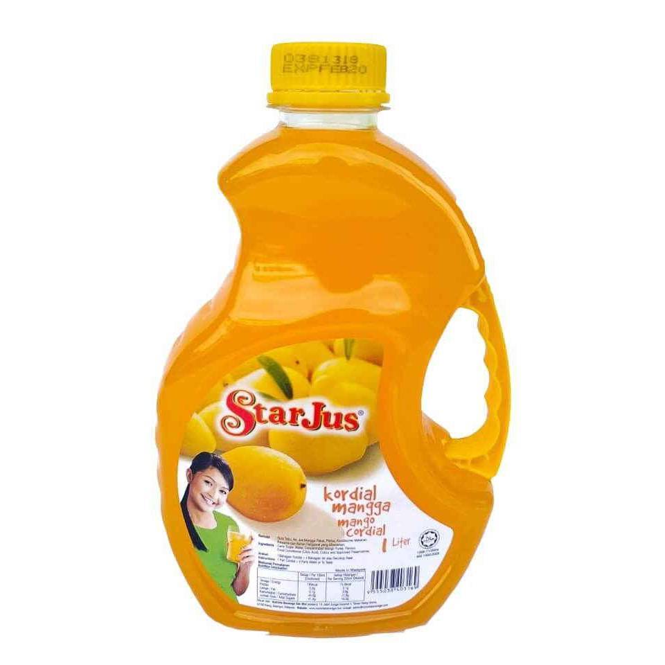 Malaysia Best Selling Cordial Drinks Starjus 1 Litre Mango Extract Juice Concentrate Syrup for Rich Flavorful Refreshing Drinks