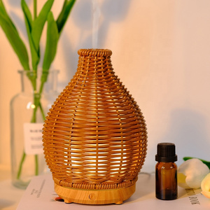 Factory Wholesale 80ml Essential Oil Rattan Retro Air Purifier Ultrasonic Aroma Diffuser Humidifier