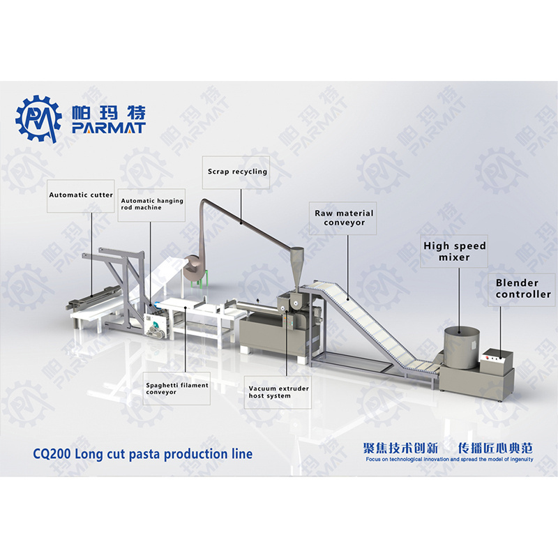 Spaghetti making machine production line 200 kg one hour spaghetti production long pasta manufacture process production line