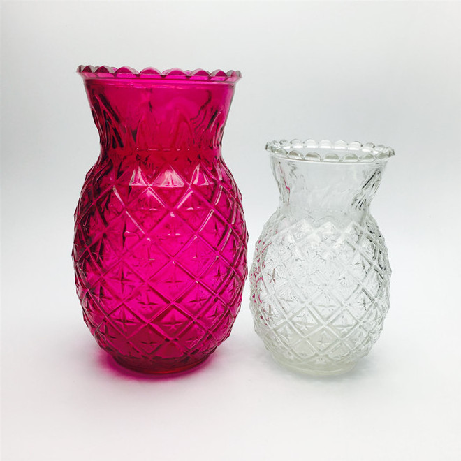 clear colored pineapple shape glass vase