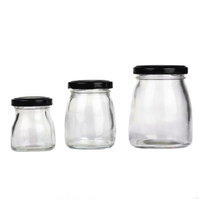 50ml100ml200ml twist off top glass jelly yogurt jar with metal lid