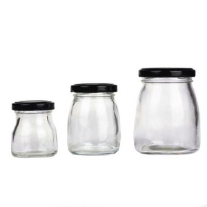 50ml100ml200ml twist off top glass jelly yogurt jar with metal lid