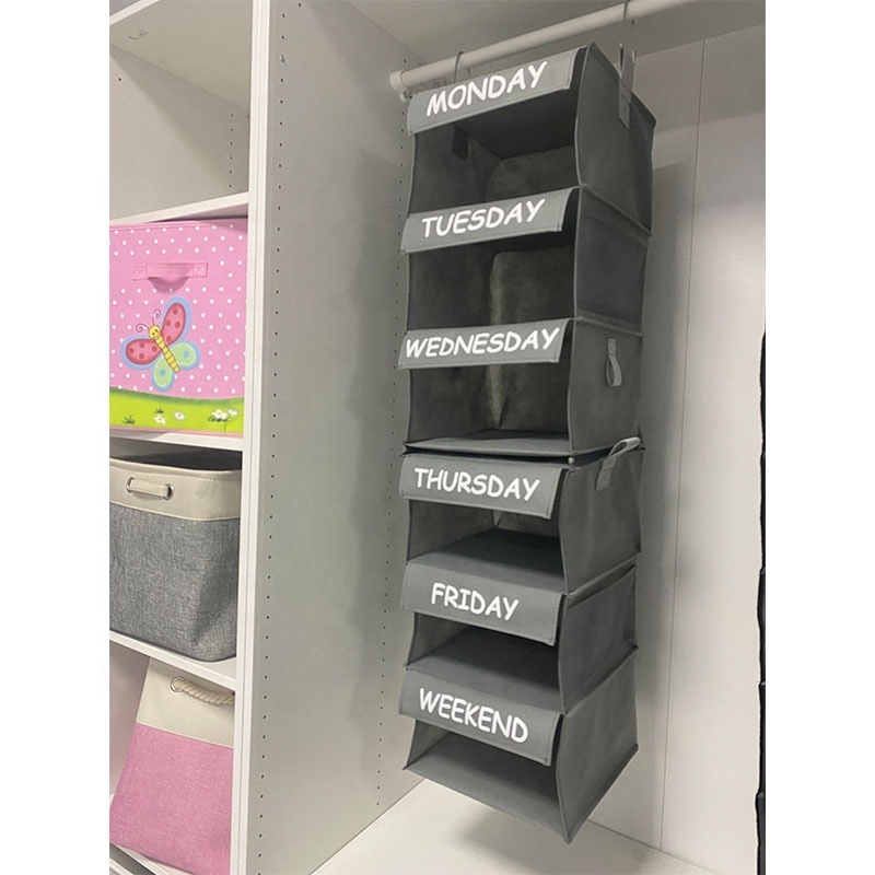 Hanging Closet Organizer 6-Shelf Hanging Clothes Storage Box Collapsible Accessory Shelves Hanging Closet Cubby for Sweater