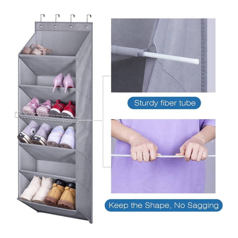 Door Shoe Rack with Deep Pockets for 12 Pairs of Shoe Organizer Over The Door Hanger for Dorm Narrow Door Shoe Storage