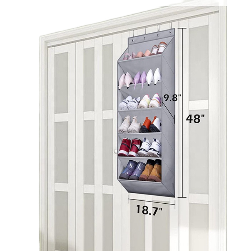 Door Shoe Rack with Deep Pockets for 12 Pairs of Shoe Organizer Over The Door Hanger for Dorm Narrow Door Shoe Storage