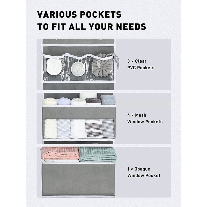 6-Shelf Hanging Storage Over The Door Wall Mount Clear Window Organizer Flexible 1 Split into 2 Pocket Organizer for Living Room