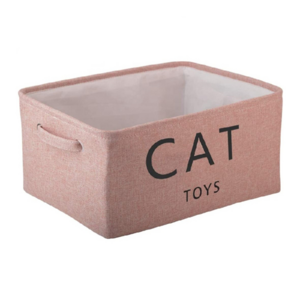 Canvas Pet Toy and Accessory Storage Bin with Handles Organizer Storage Basket for Pet Toys Blankets Leashes Cat & Dog Toys