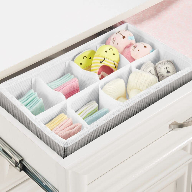 Soft Fabric Dresser Drawer/Closet Divided Storage Organizer Bins for Nursery Holds Blankets Bibs Socks Lotion Set of 5