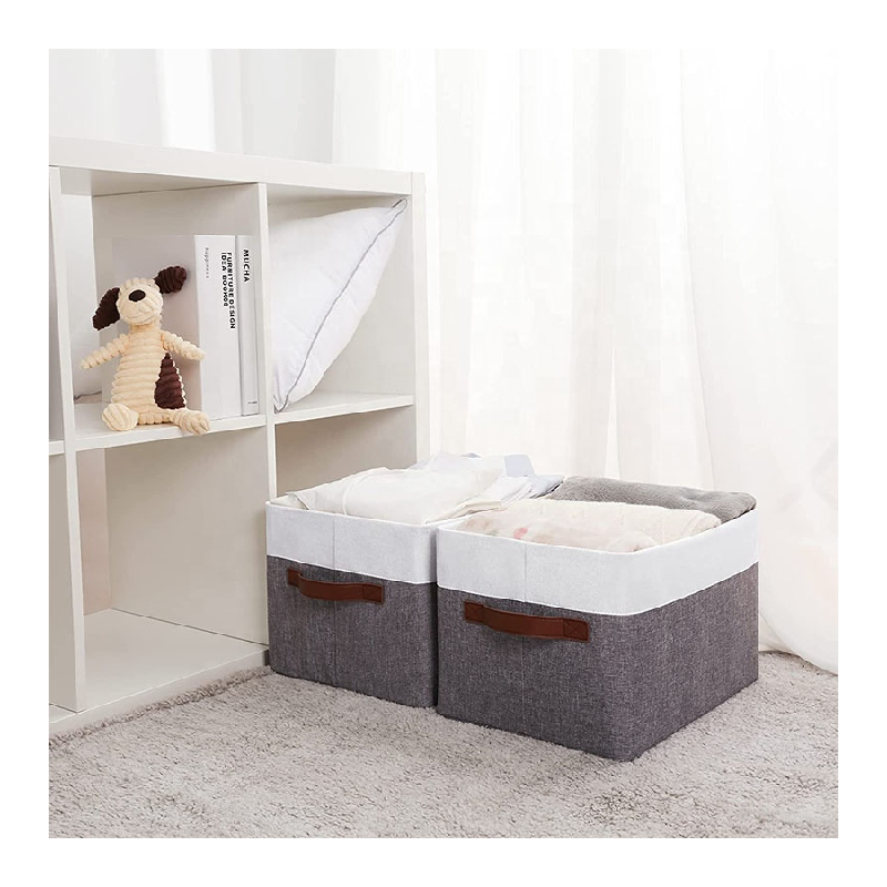 Large Storage Baskets For Shelves Foldable Fabric Cube Closet Storage Bins With Handles For Organization