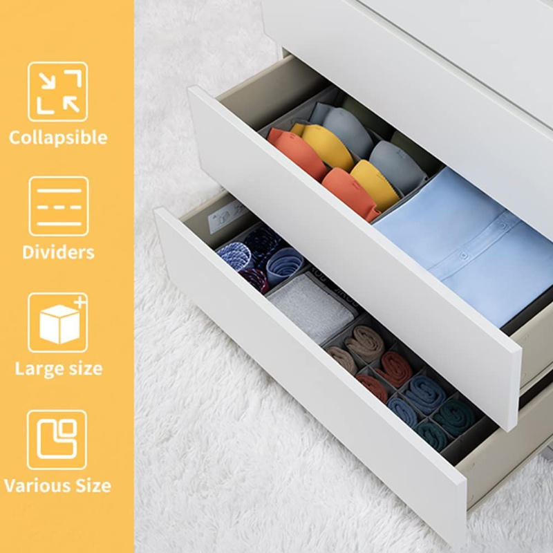 5 Pack Drawer Organizers Closet Organizers and Storage Drawer Divides Foldable Storage Bins Fabric Storage Cubes for Underwear