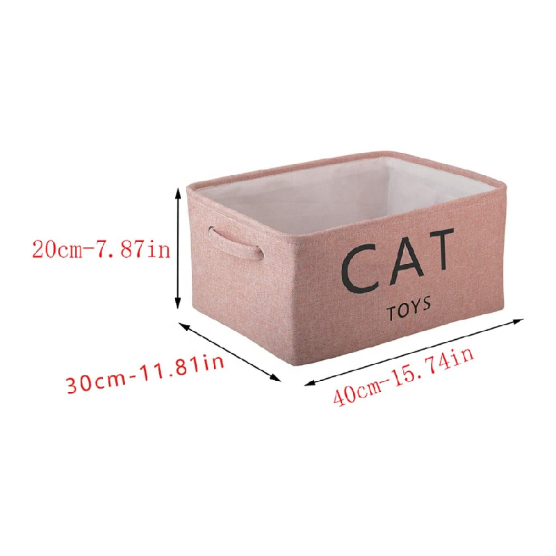 Canvas Pet Toy and Accessory Storage Bin with Handles Organizer Storage Basket for Pet Toys Blankets Leashes Cat & Dog Toys