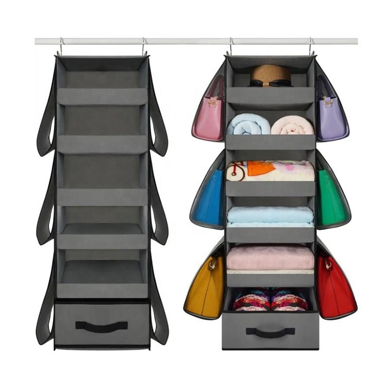 Hanging Closet Organizer Collapsible Hanging Closet Shelves  Hanging Purse Handbag Organizer for Closet