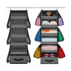 Hanging Closet Organizer Collapsible Hanging Closet Shelves  Hanging Purse Handbag Organizer for Closet