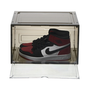 PW  Good quality clear side opening folding shoe box BPA free plastic shoe storage box multifunctional shoe storage box