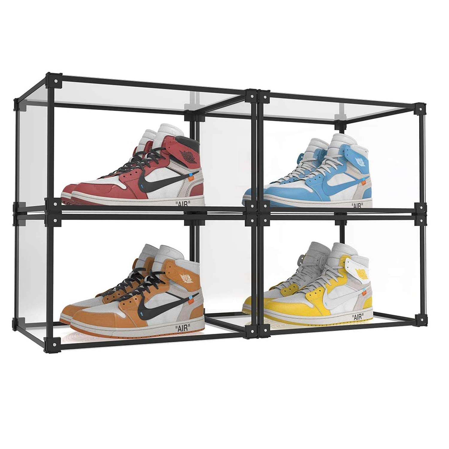 PW  High Clear Transparent Acrylic Sneaker ShoeBox AJ Storage Display Case Shoe Wall Rack Containers Assemble Stackable Magnetic