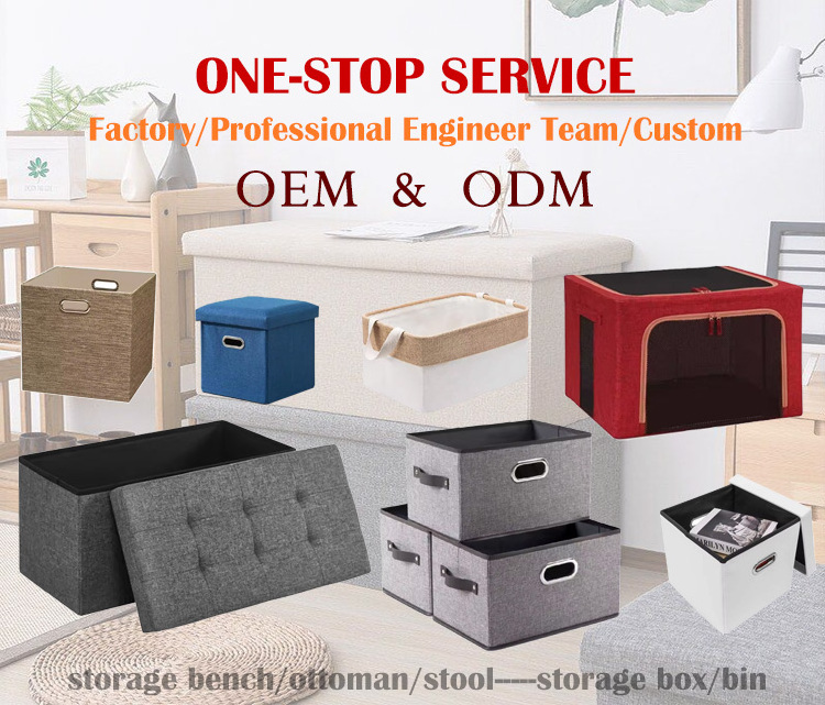 Large Collapsible Storage Bins with Lids Linen Fabric Foldable Storage Boxes Organizer Containers Cube with Cover