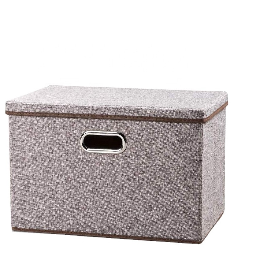 Large Collapsible Storage Bins with Lids Linen Fabric Foldable Storage Boxes Organizer Containers Cube with Cover