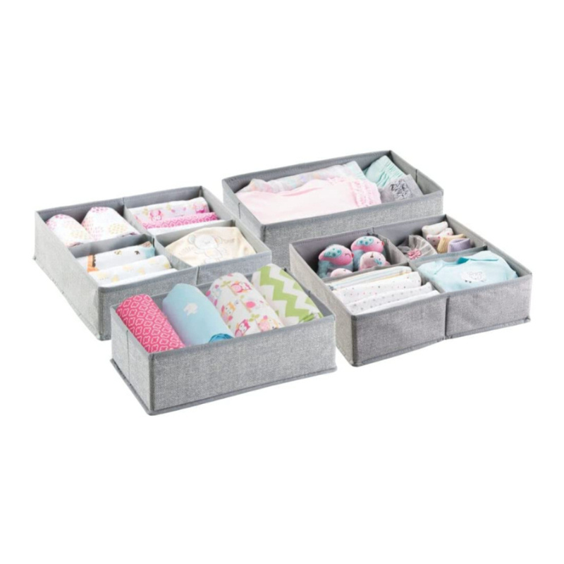 Soft Fabric Dresser Drawer and Closet Storage Organizer Set for Child/Kids Room Nursery Playroom 4 Pieces