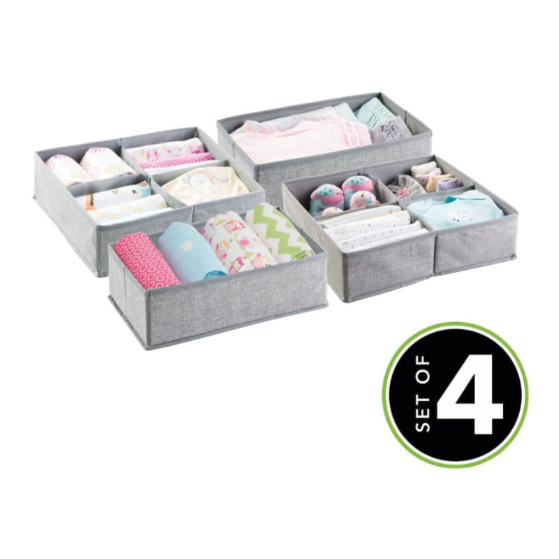 Soft Fabric Dresser Drawer and Closet Storage Organizer Set for Child/Kids Room Nursery Playroom 4 Pieces