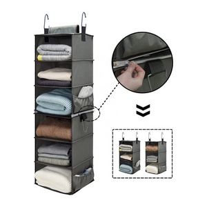 Hanging Closet Organizer 6-Shelf Hanging Clothes Storage Box Collapsible Accessory Shelves Hanging Closet Cubby for Sweater