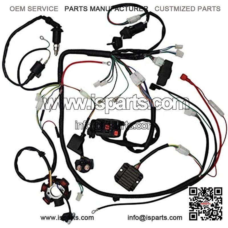 Complete Wiring Harness kit Electrics Wire Loom Assembly with Full Copper Wire For GY6 4-Stroke Four wheelers Engine Type 125cc