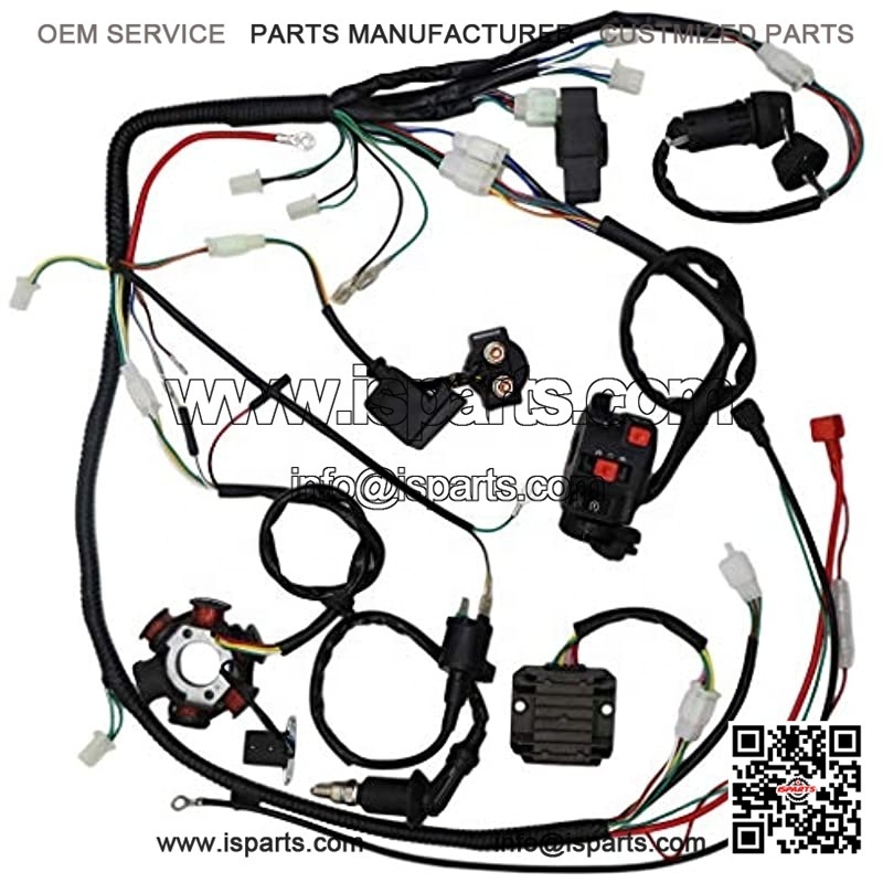 Complete Wiring Harness kit Electrics Wire Loom Assembly with Full Copper Wire For GY6 4-Stroke Four wheelers Engine Type 125cc