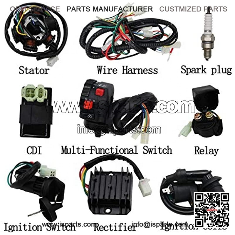 Complete Wiring Harness kit Electrics Wire Loom Assembly with Full Copper Wire For GY6 4-Stroke Four wheelers Engine Type 125cc