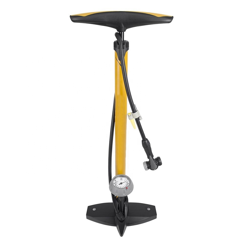 Floor Drive Bicycle Floor Pump with Gauge & Smart Valve Head Presta and Schrader 160 psi