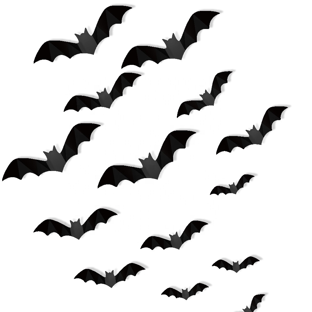 12pcs DIY Halloween Decorations PVC 3D  Scary Bats Spider Stickers Wall Decals Set for Halloween Party Supplies