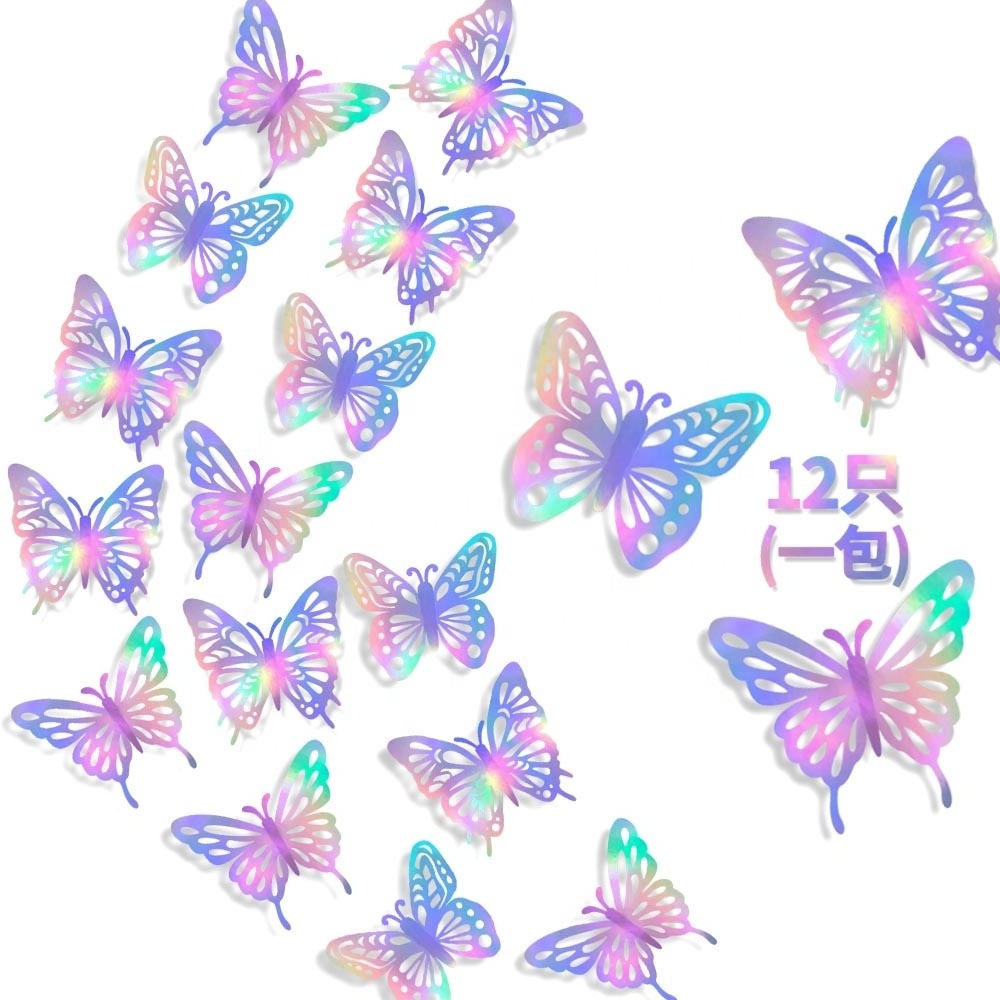 Hot Sale 12pcs per package 3D Butterfly Stickers Wall Decoration Home Living Room Butterfly Decoration for Birthday decor